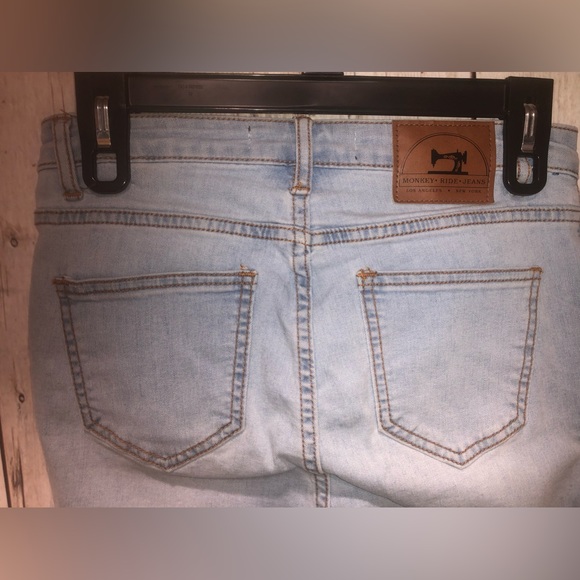 Monkey Ride Jeans Womens Juniors 5/27 Light Wash Skinny Blue Mid Rise Denim - Picture 1 of 9